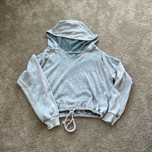 grey washed cropped tie hoodie!